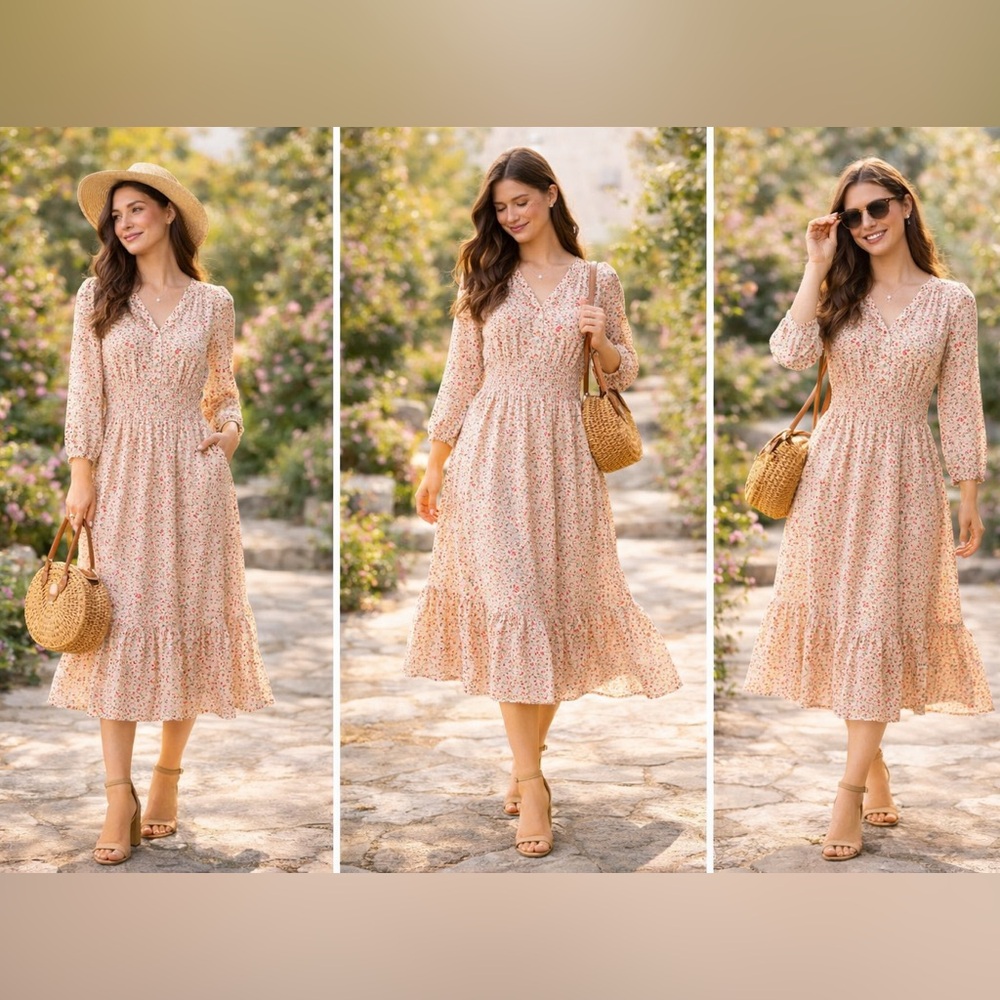 Rails Pink Floral Long Sleeve Dress